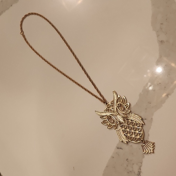 Vintage Articulated Large Owl Necklace - Picture 2 of 6